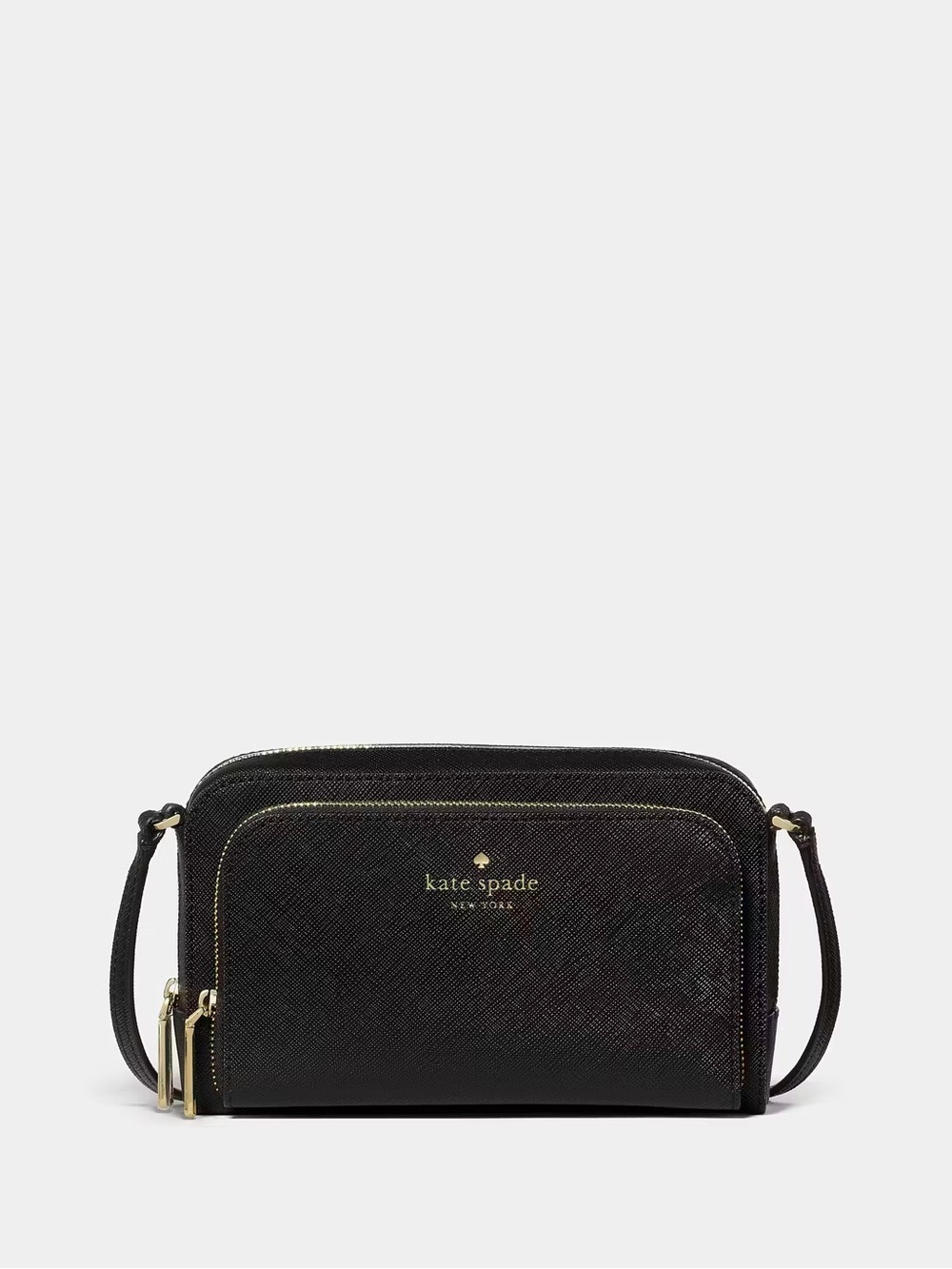NWT Kate Spade Staci Mini Crossbody Bag Dual Zip Saffiano Black KP079 RARE